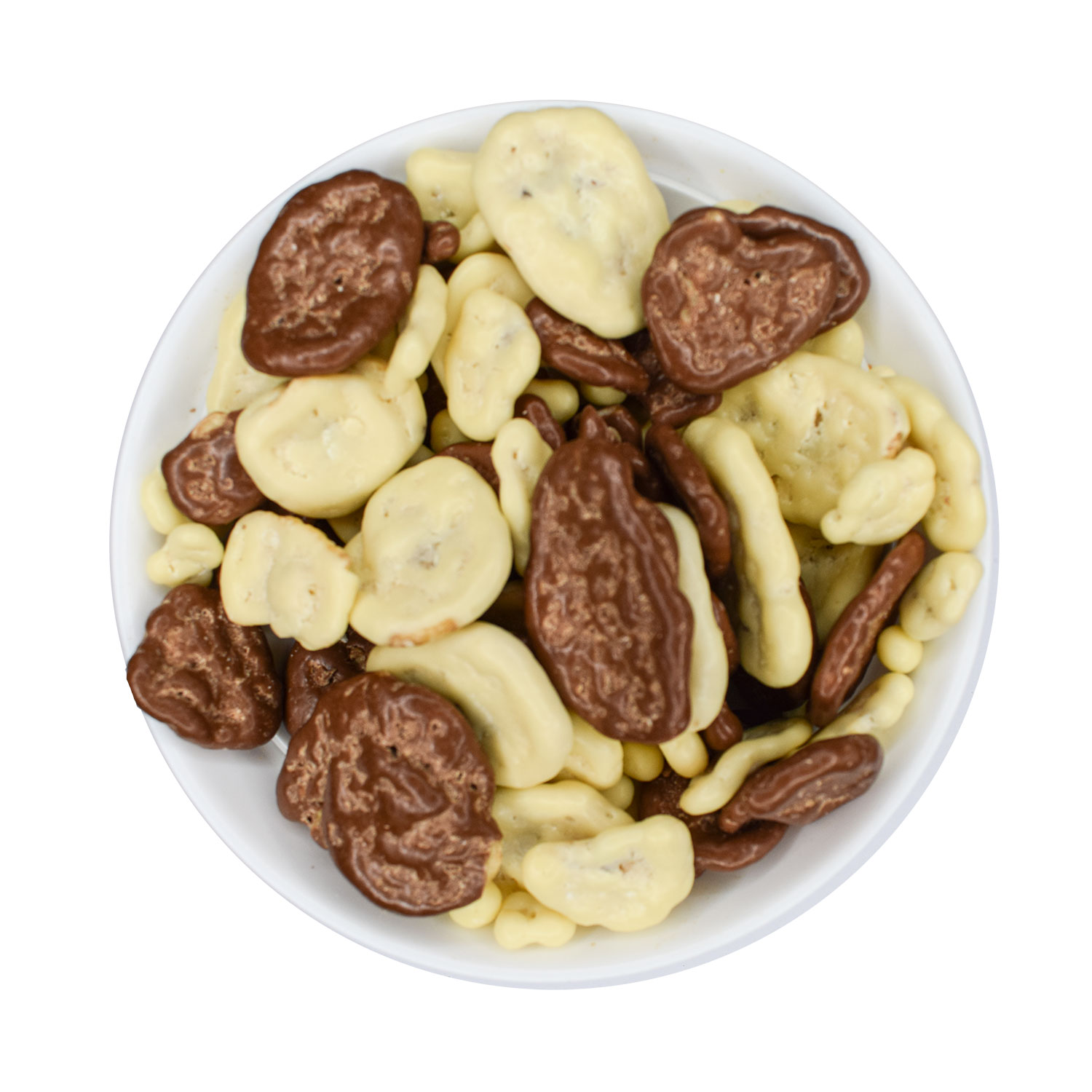 Bananen Chips in Vollmilch- und weißer Schokolade
