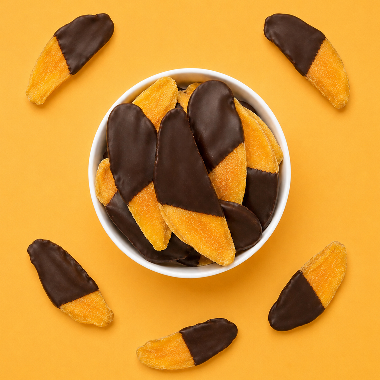 Mango Scheiben mit Zartbitter-Schokolade