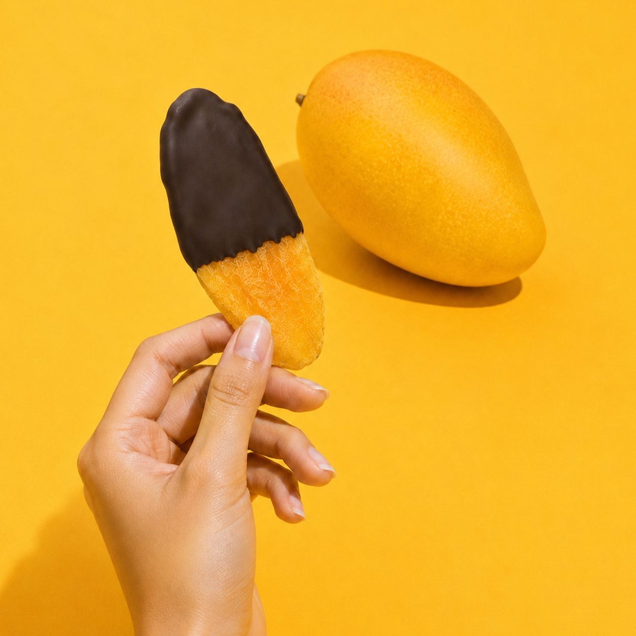 Mango Scheiben mit Zartbitter-Schokolade
